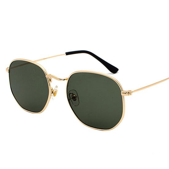 Óculos de Sol Hexagonal Feminino Polarizado - Classic Dourado Verde Young Market